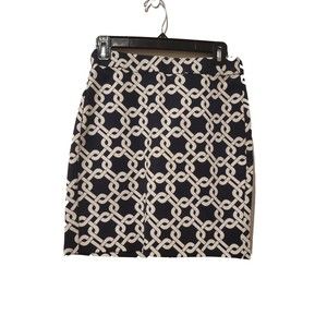 NWT Banana Republic Skirt, Navy Chain print Size 2 petite office career